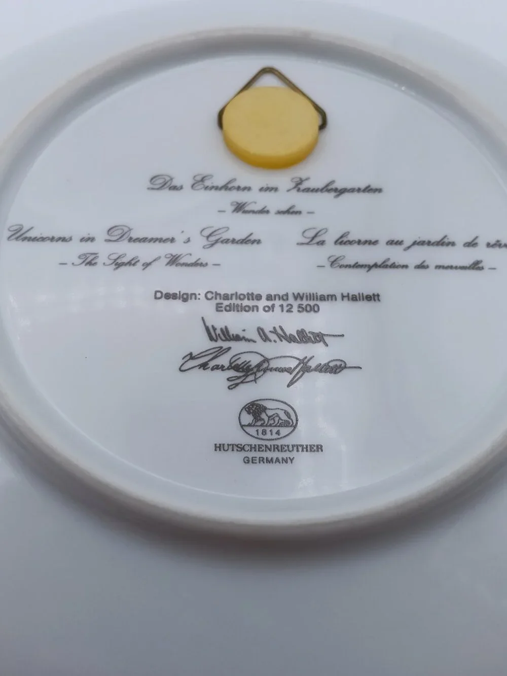 Vtge German Hutschenreuther 'Unicorn in Dreamers Garden' plate, 7